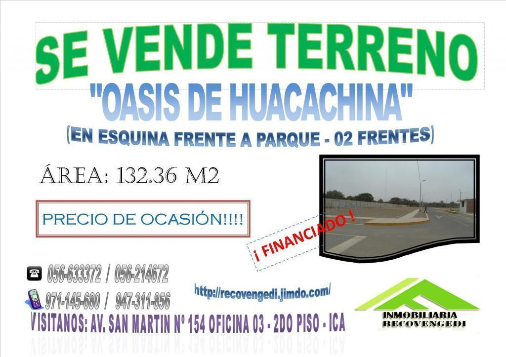 SE VENDE TERRENO EN OASIS DE HUACACHINA CON AREA 132.26 M2