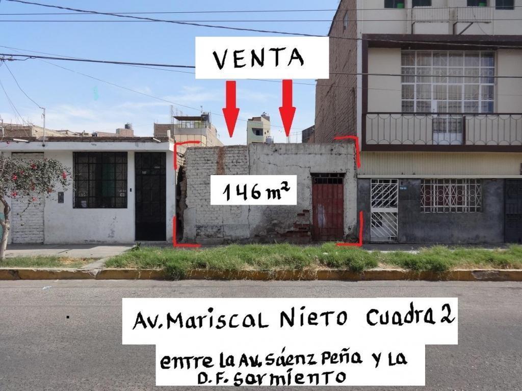 Terreno en Venta de 146m2 en la Av. Mariscal Nieto Centro de