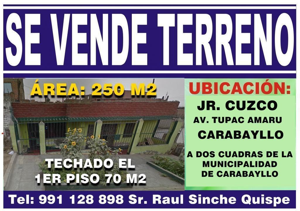 SE VENDE TERRENO OCASION 250m2 en CARABAYLLO