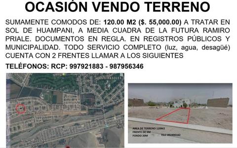 Terreno 120m2 Sol de huanpani