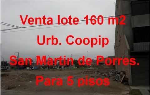 Venta Lote 160 m2 frente a parque, Urb. Coopip San Martin de Porres