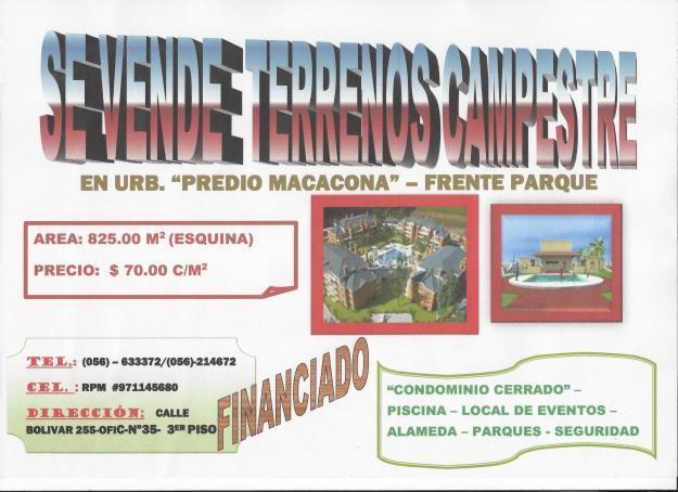 se vende terreno en urb.predio de macacona