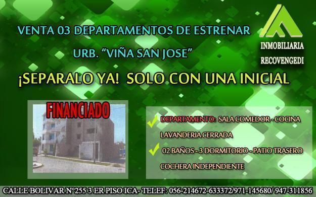 SE VENDE 03 DEPARTAMENTOS EN URB.VIÑA DE SAN JOSE COCHERA INCLUIDA