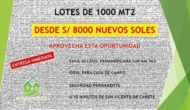 LOTES TERRENOS 1000 MTS CASA CAMPO S/ 8000