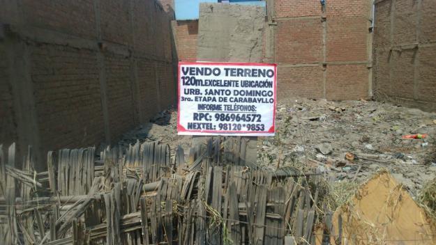 vendo terreno buena ubicacion 120 mts