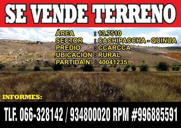 VENTA DE TERRENOS QUINUA CACHIPACCHA Y PUMAPUNCO