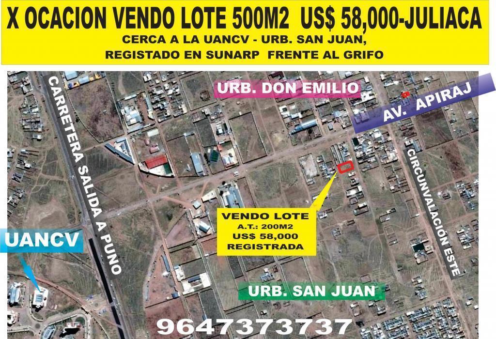 x ocacion vendo lOTE registrado en SUNARP