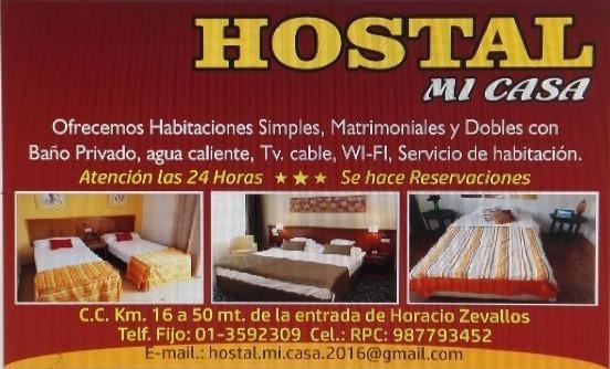 Alquiler de habitaciones Hostal Mi Casa en Huaycan