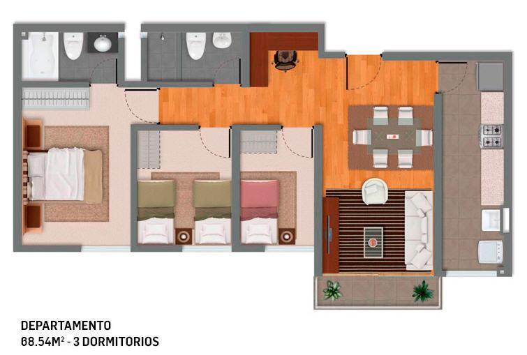 Alquiler Departamento de estreno 3 dormitorios en condominio Breña