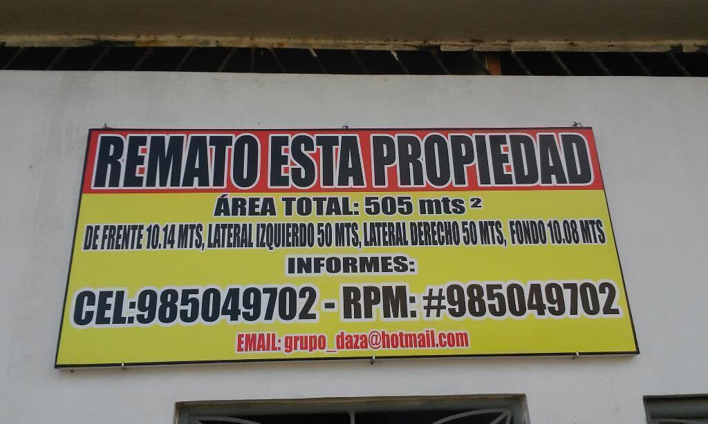 REMATO PROPIEDAD 505 mtrs2. AV.YARINA 2370 PUCALLPA