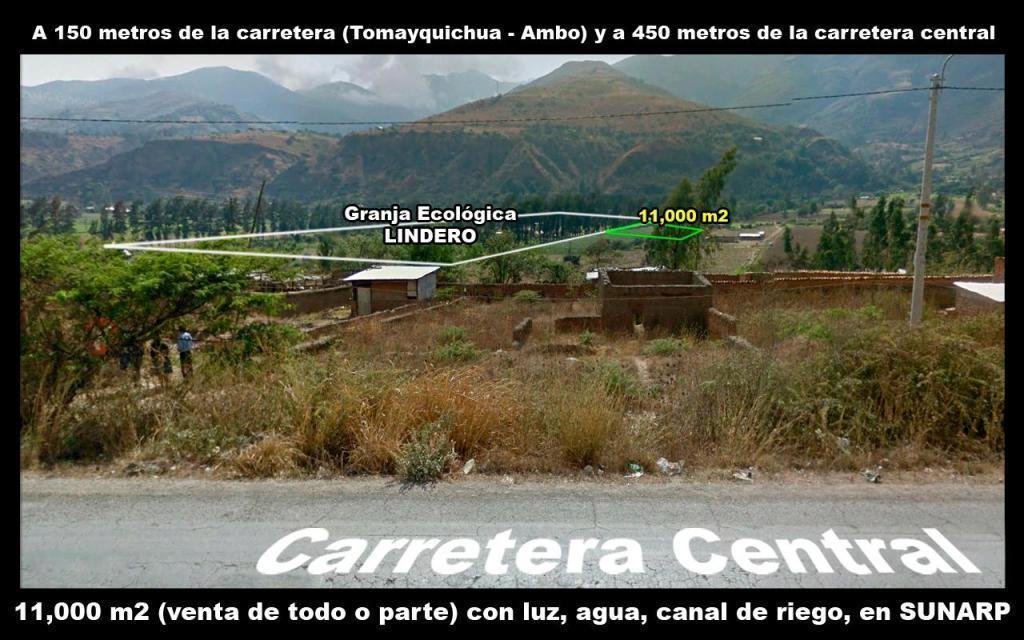 Terreno de 500m2, 1000m2, 11,000m2 en Tomayquichua Al Lado Del Lindero