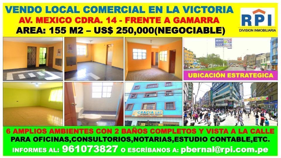 VENDO LOCAL COMERCIAL EN LA VICTORIA 155 M2 US$ 250,000 Negociable