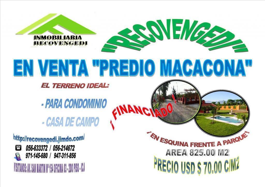 EN VENTA PREDIO MACACONA