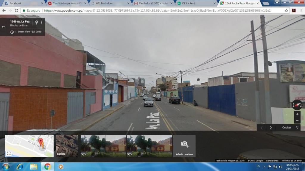 Venta de terreno Av. La Paz. San Miguel