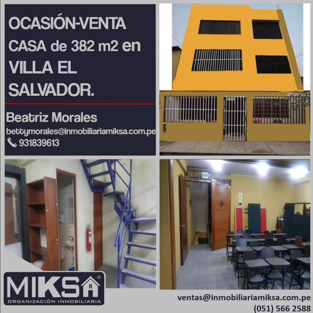 OCASIÓNVENTA DE CASA de 382m2 en VILLA EL SALVADOR