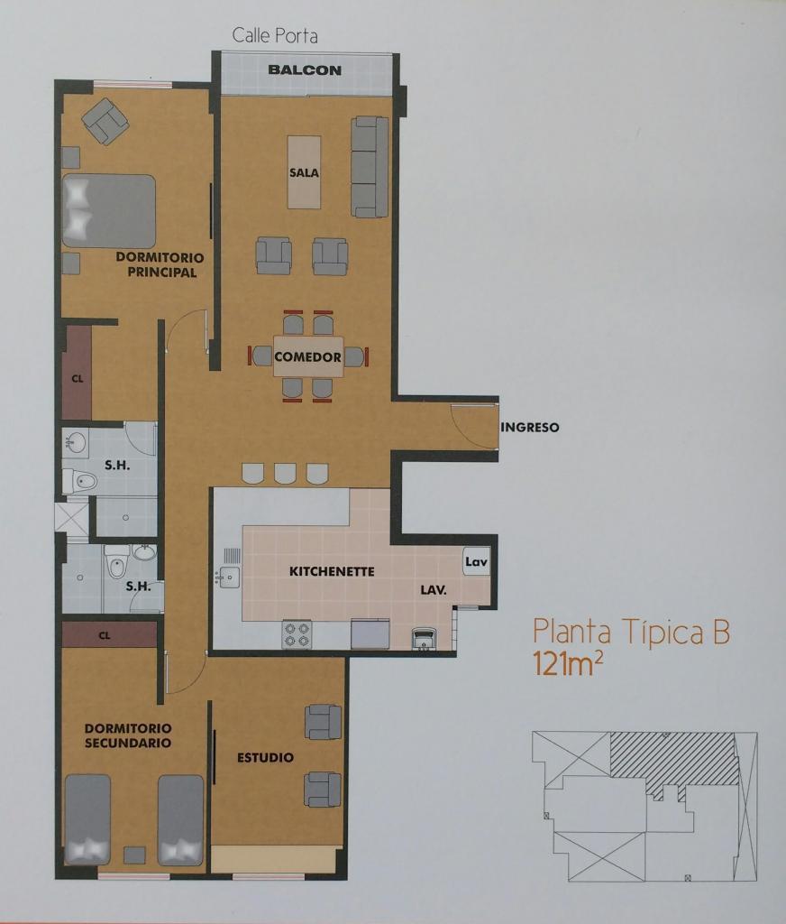 Alquilo departamento 3 dormitorios 121m2 en Miraflores
