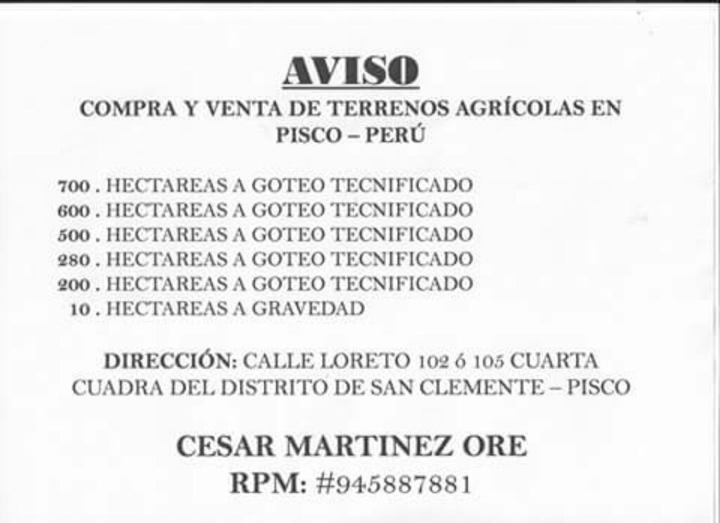 Compra Y Venta de Terrenos Agricolas